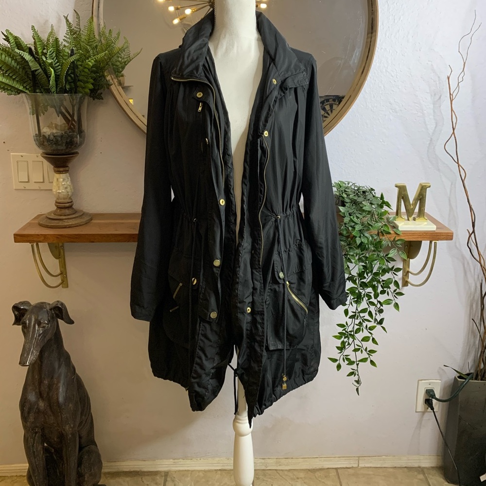 H&M Black windbreaker anorak jacket SZ M/L